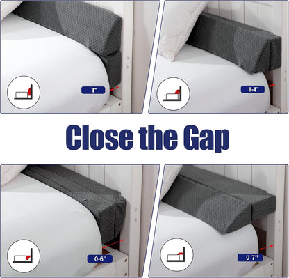 HOMBYS Wedge Pillow Headboard for Bed Gap,Foldable Bed Wedge Gap Filler Queen Size,Matterss Gap Filler,Multi Functional Bed Crack Pillow, Fill The Gap (0-7") Between Your Headboard and Mattress,White