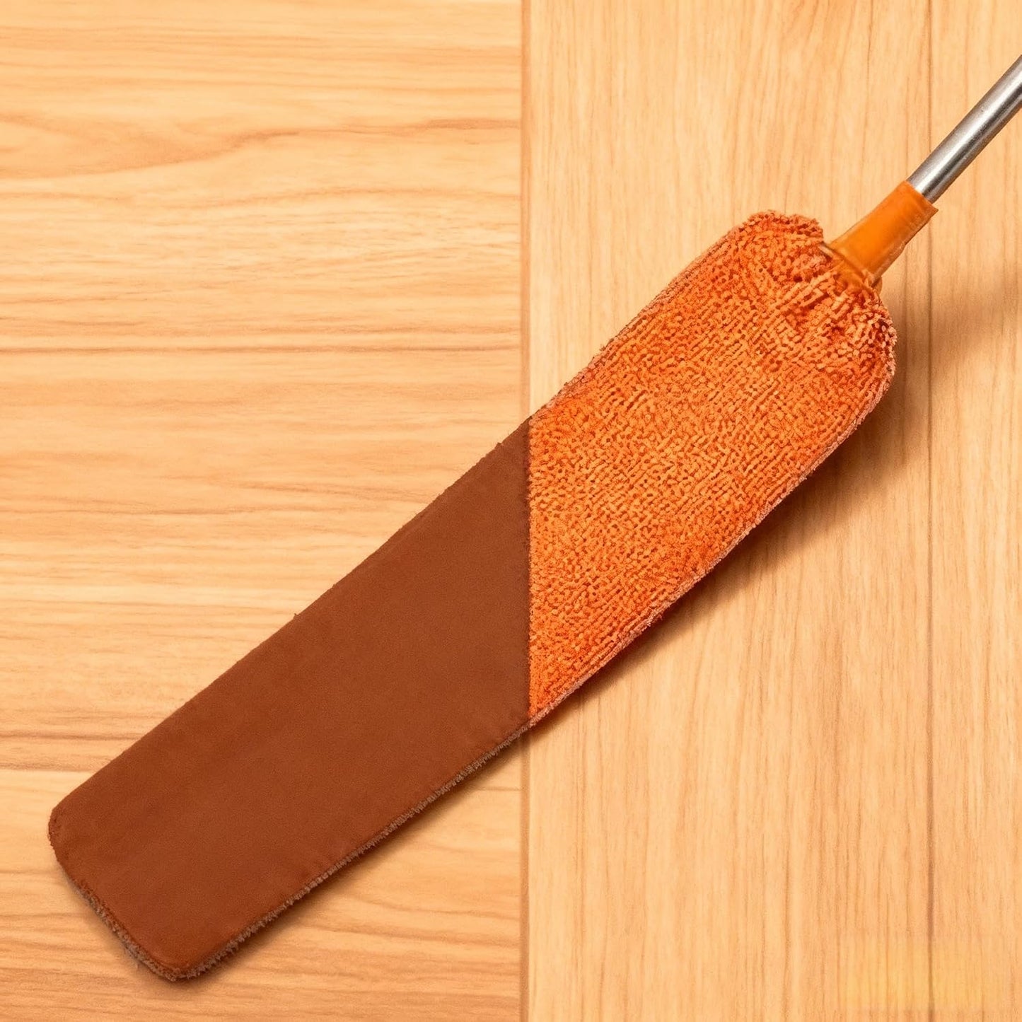 Gap Cleaning Duster, 110" Extendable Retractable Cleaning Tool with 3 Washable Microfiber Cloths, Under Appliance Fridge Furniture Duster for Home Cleaning (Orange)
