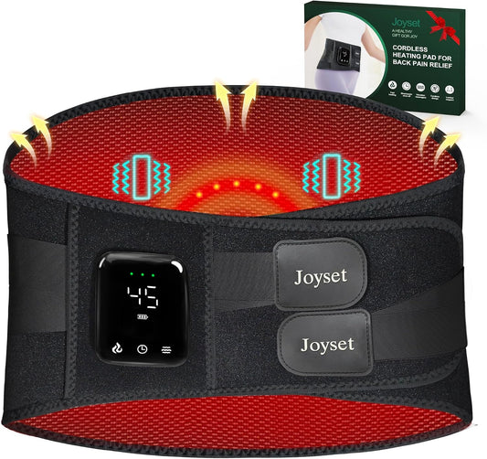 Joyset Cordless Heating Pad for Back, 5 Heat & 5 Vibration