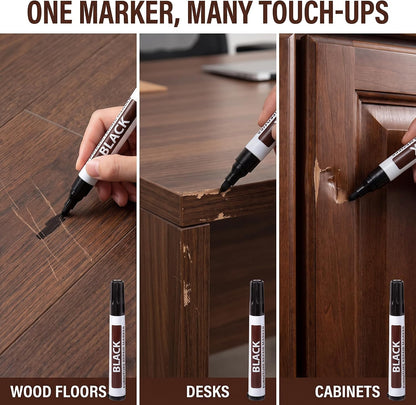 Black Furniture Repair Wood Cabinet Floor Touch Up Markers Scratch Filler Remover - Mahogany Wood Polish and Care Wood Floor Markers Repair Kit(ZS295)