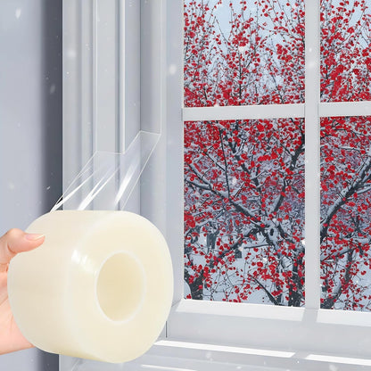 Window Sealing Tape 2 Inch x 33 FT Transparent Window Draft Insulation Residue-Free Clear Weather Stripping Caulk Tape Windproof Weatherproof Window Seal AC Units for Window Glass, Doors Gaps