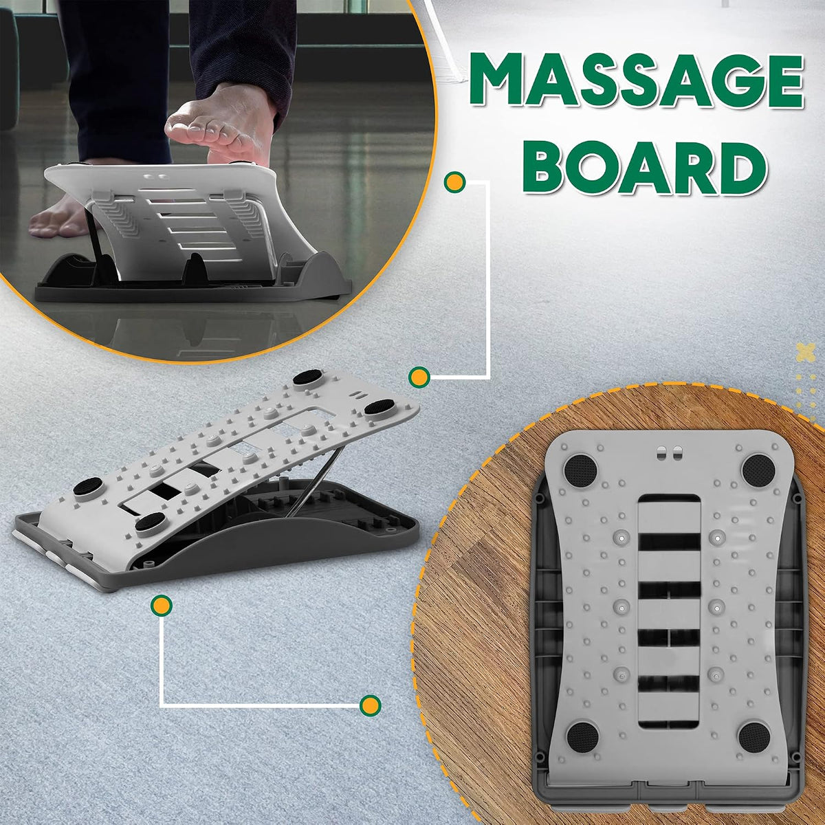 3-in-1 Adjustable Incline Slant Board for Calf Stretching Ankle, Foot Massage, 10 Changeable Levels Rocker Board for Plantar Fasciitis Physical Therapy Equipment - Black