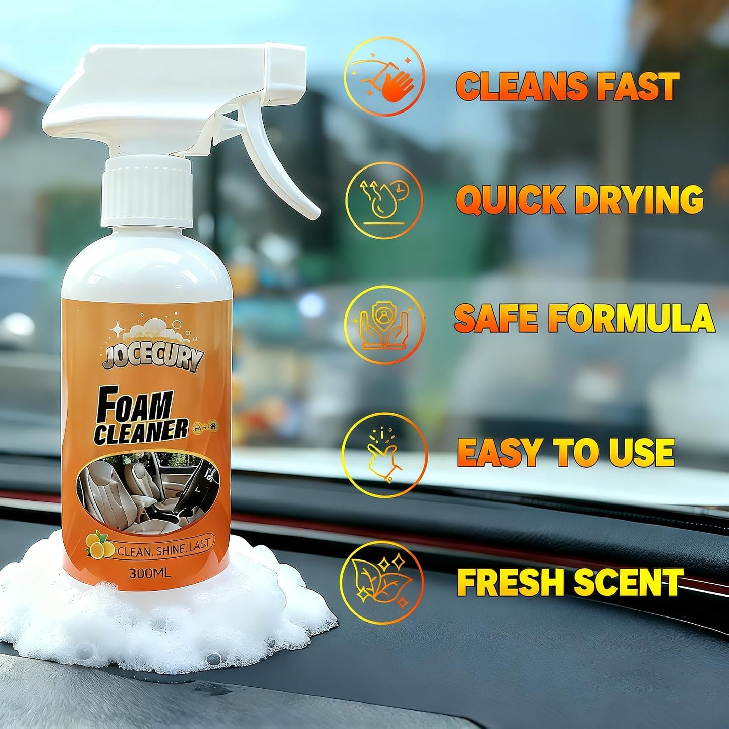 Jocecury 500ML Kitchen Foam Cleaner, Multipurpose Grease Cleaner Spray for Pots, Pans, Surfaces & Appliances with Dual-Spray nozzle,No-rinse Formula