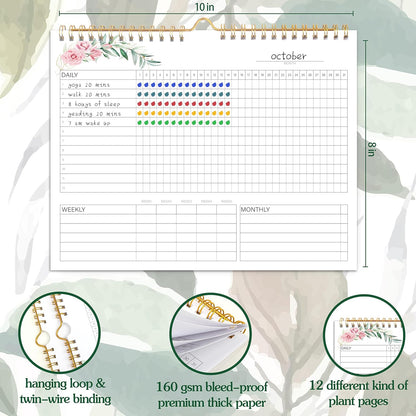 Habit Tracker Calendar- Daily, Weekly & Monthly Habit Tracker Journal | Undated, 12 Months, 7.9"x10", Writable, for Goal Setting, Boost Productivity, Workout Motivation & Self Care Tool