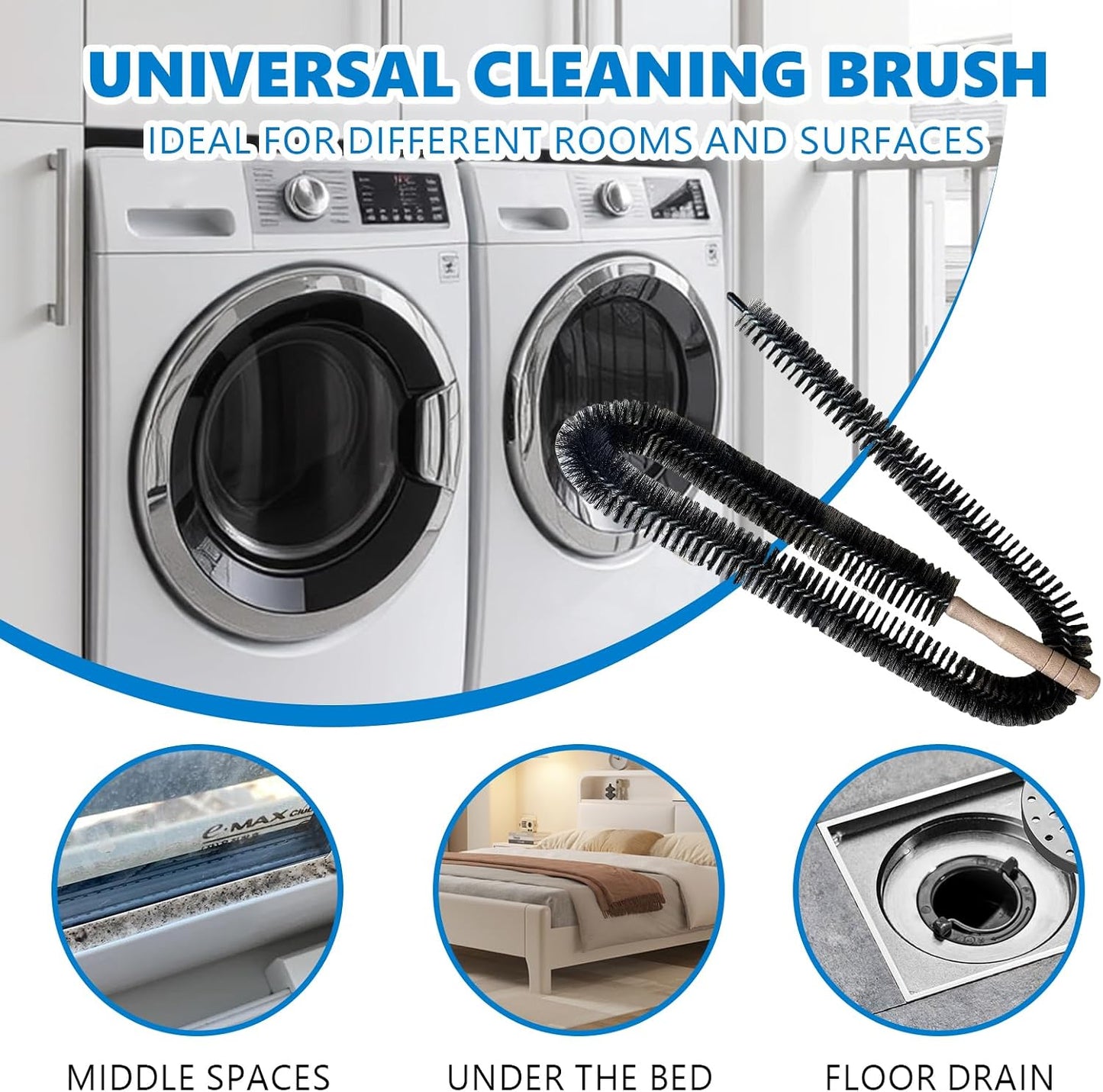 Full-Bristle Dryer Vent Cleaner Brush, Dryer Lint Brush and Lint Removal Tool for Trap and Duct, 27.95 Inches, Flexible for Deep Cleaning to Remove Pet Hair & Lint and Improve Efficiency