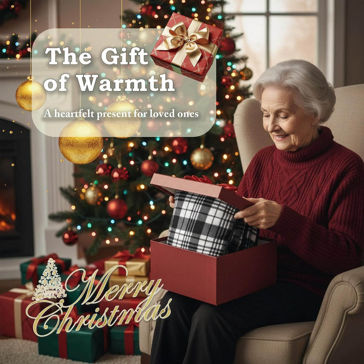Wheelchair Lap Blanket for Seniors, 43" * 28" Soft Sherpa Lined Knee & Lap Cover, Warm Lightweight Throw with Snap Buttons, Cozy Comfort for Elderly & Caregivers, Wine Red