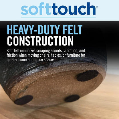 SoftTouch Assorted Size Round Mini Self-Stick Furniture Slider Felt Pads for Hard Surfaces, Noise-Reducing Adhesive Furniture Moving Pads for Beds, Sofas, Dressers, 46-Count, Brown
