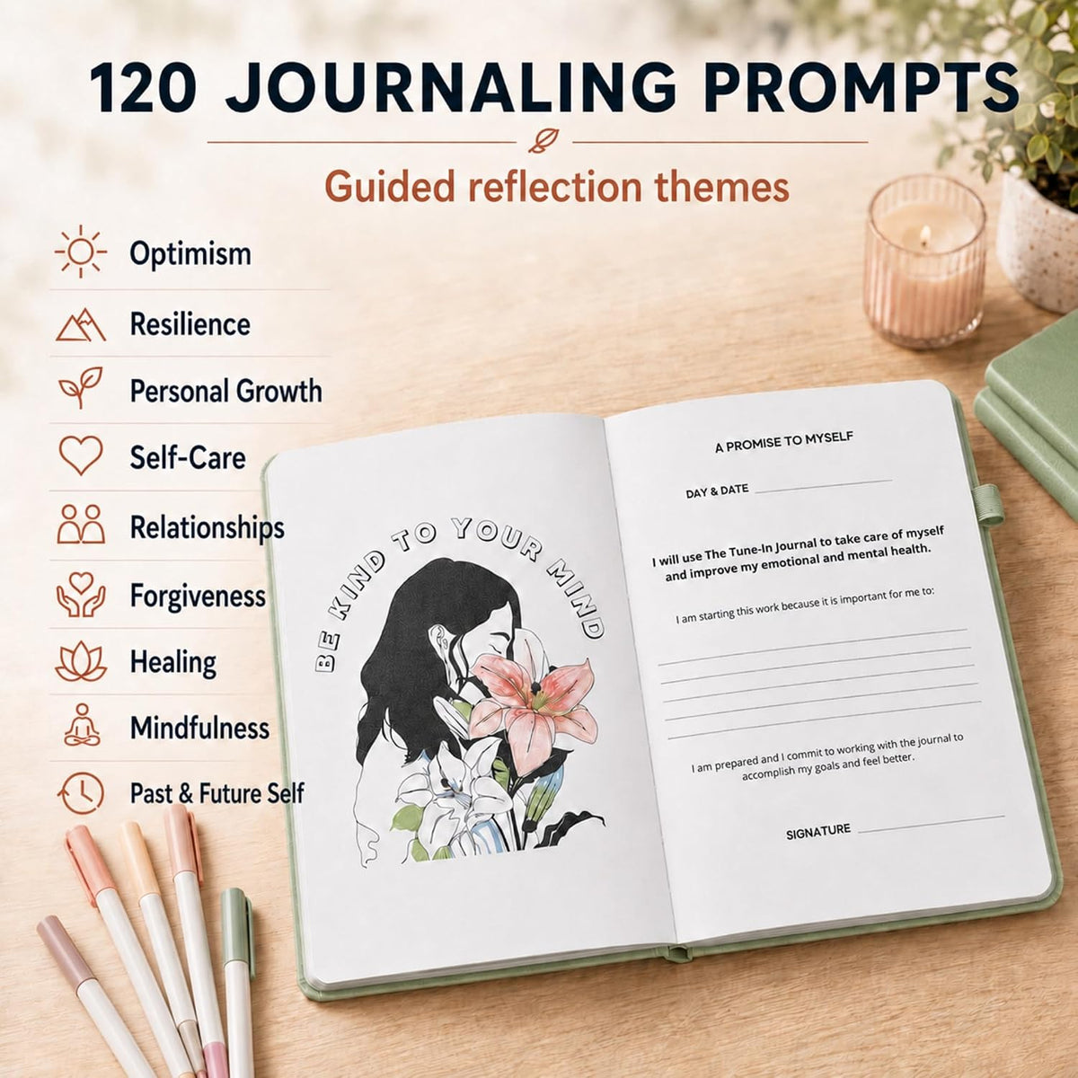 Life & Apples Daily Journal for Women, Guided with Prompts, Lavender