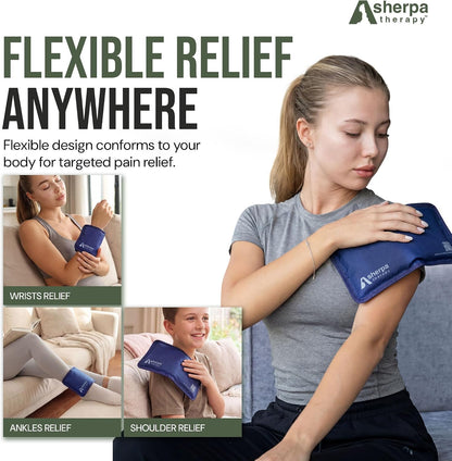 Medium Flexible Gel Ice Packs Reusable - Hot and Cold Soft Ice Packs for Injuries Reusable for Ankle, Arm, Foot, Leg, Back Pain Relief - 8" x 12" - Purple