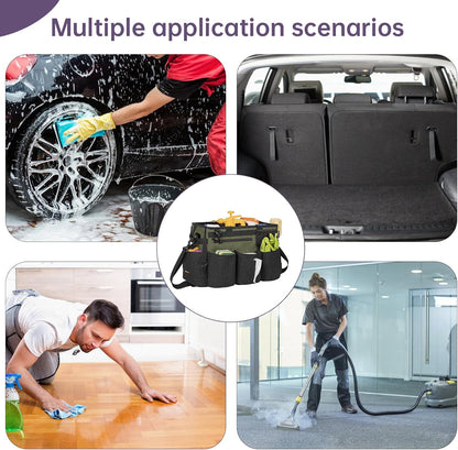 IBVIVIC Wearable Cleaning Caddy Bag for Cleaning Supplies, Black | Cleaning Organizer Tote Bag with Handle & Shoulder Straps Kitchen Cleaning Supplies Storage Bag for Cleaners & Housekeepers