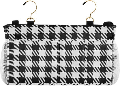 Black Bedside Caddy Storage Bag Bedside Organizer for Bed Rails College Dorm Room Organizer Caddy Hanging Shelf 6 Pockets with Hooks for Drinks Magazine Phone Holder