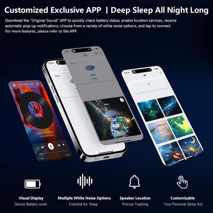 Under Pillow Speaker for Sleeping, APP Smart Control Bluetooth Pillow Speaker with Hundreds of Varieties White Noise, 4-Speed Timer Adjustment, 30 Hours Battery Life for Sleep Aid
