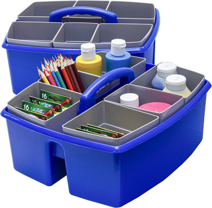 Storex 2-Compartment Large Cleaning Caddy – Multipurpose Supply Organizer with Handle - Black, 1-Pack (00973A06C)