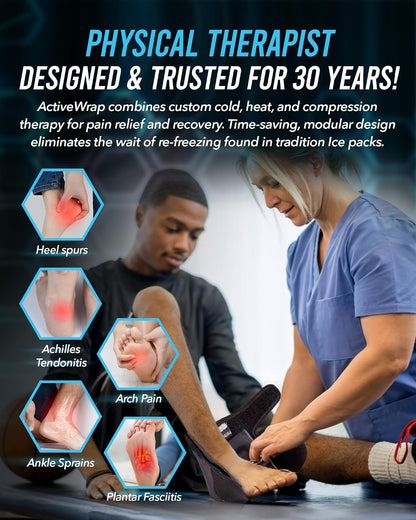 ActiveWrap Foot and Ankle Ice Pack Wrap & Heat Wrap, Large/X-Large – Includes 2 Ultra Flex Gel Ice Packs for Injuries Reusable – Hot & Cold Therapy for Targeted Foot Pain Relief, Sprained Ankle & Heel