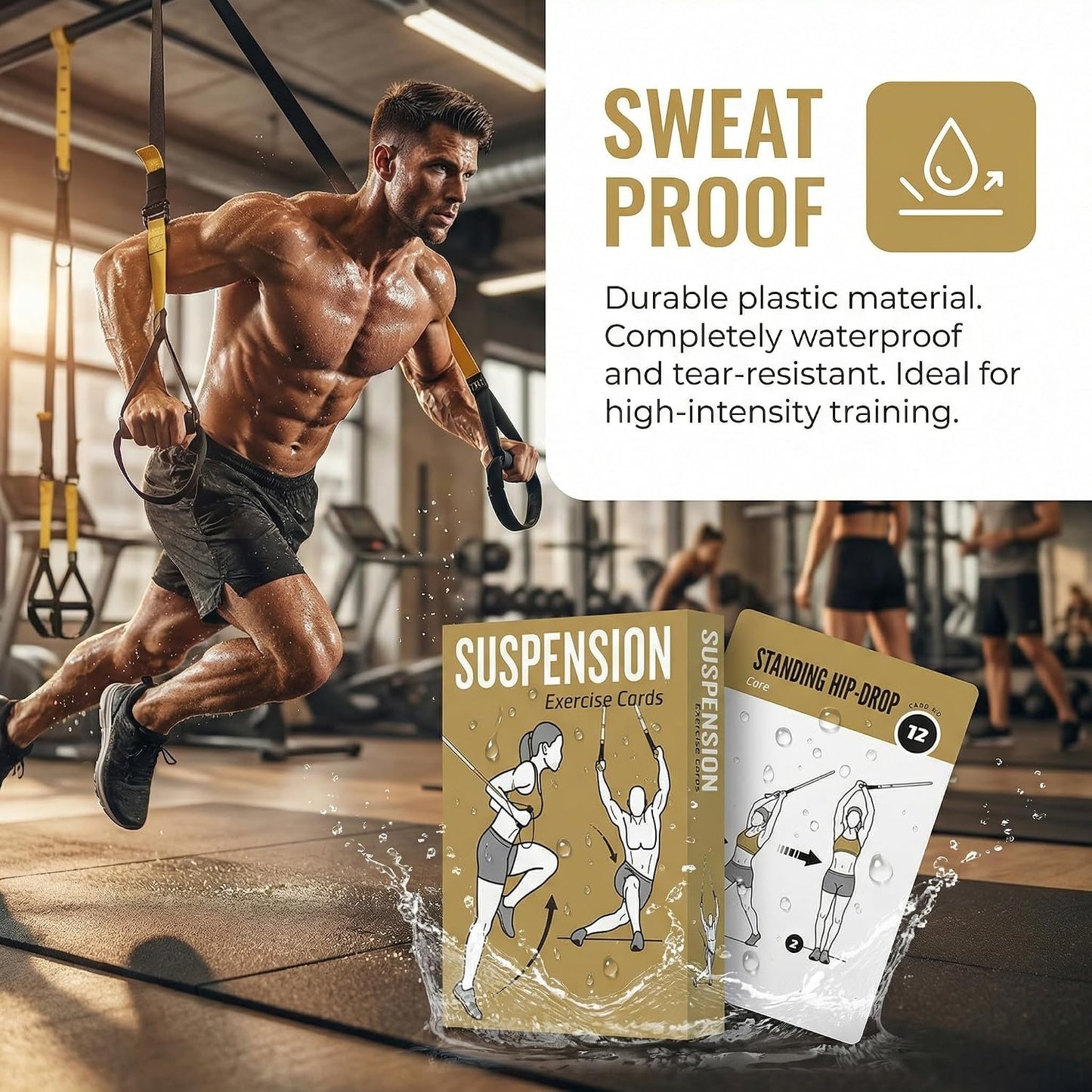Bodyweight & Dumbbell Workout Cards - 100 Large 5"x3.5" Exercise Cards with 24 Strength Moves, Home & Gym Fitness Cards for Men & Women, Beginner Fitness Guide