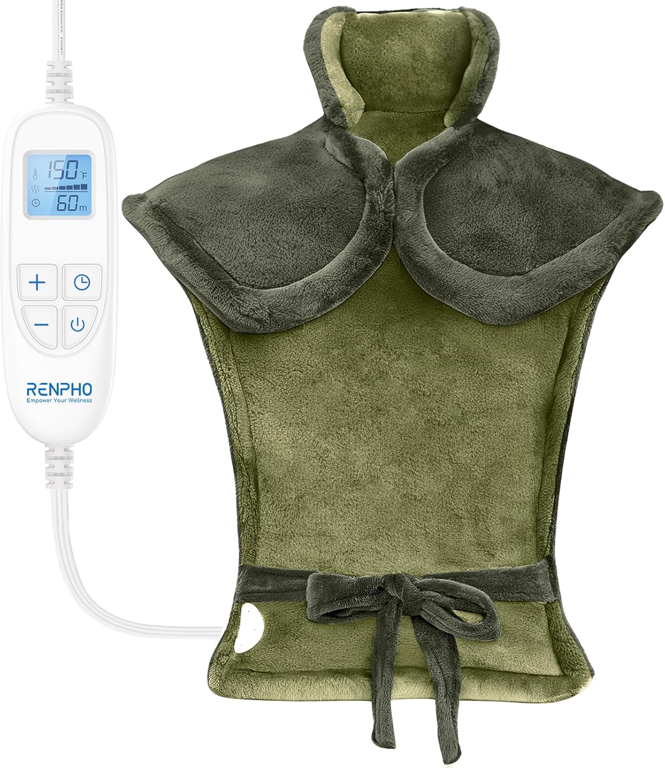 RENPHO Electric Heating Pad - 6 Heat Levels for Neck Shoulder and Back, Birthday Gifts for Women Men Mom Dad, Weighted Pad for Snug Fit, ETL Safety Certified, FSA Eligible, 24"x33" Gray
