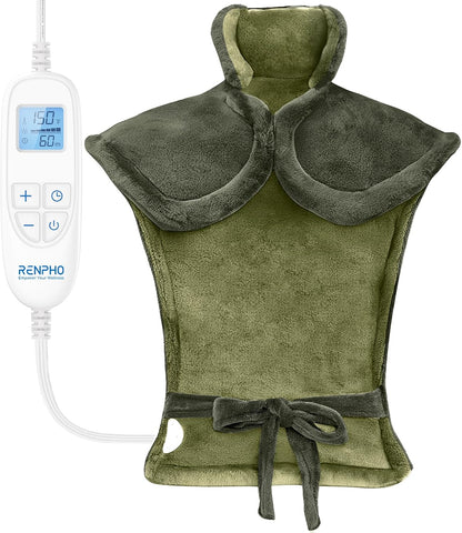 RENPHO Electric Heating Pad - 6 Heat Levels for Neck Shoulder and Back, Birthday Gifts for Women Men Mom Dad, Weighted Pad for Snug Fit, ETL Safety Certified, FSA Eligible, 24"x33" Gray