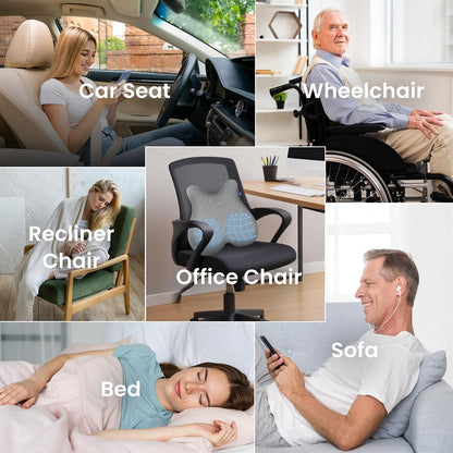 CILI Heated Lumbar Support Pillow for Office Chair, Ergonomic Back Support Cushion with Vibration, Memory Foam Chair Back Massager,Gifts for Mom Dad