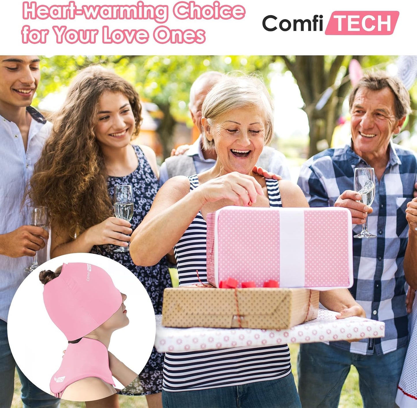 ComfiTECH Cold Cap and Neck Ice Pack Wrap Gel Combo, Care Package for Head and Cervical, Medium | Flexible after Frozen, Cold Cap & Cervical Cold Pack, Relieve Head & Eye, Stiff Neck, Office Tension, Sports Soreness