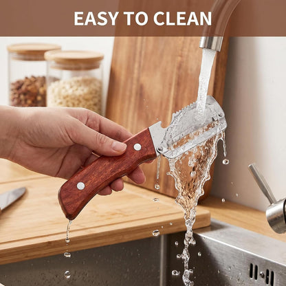 Multi-functional Vegetable Peeler, Natural Wooden Handle with Bottle Opener, Premium Stainless Steel Peeler, Kitchen Tool for Fruits & Vegetables