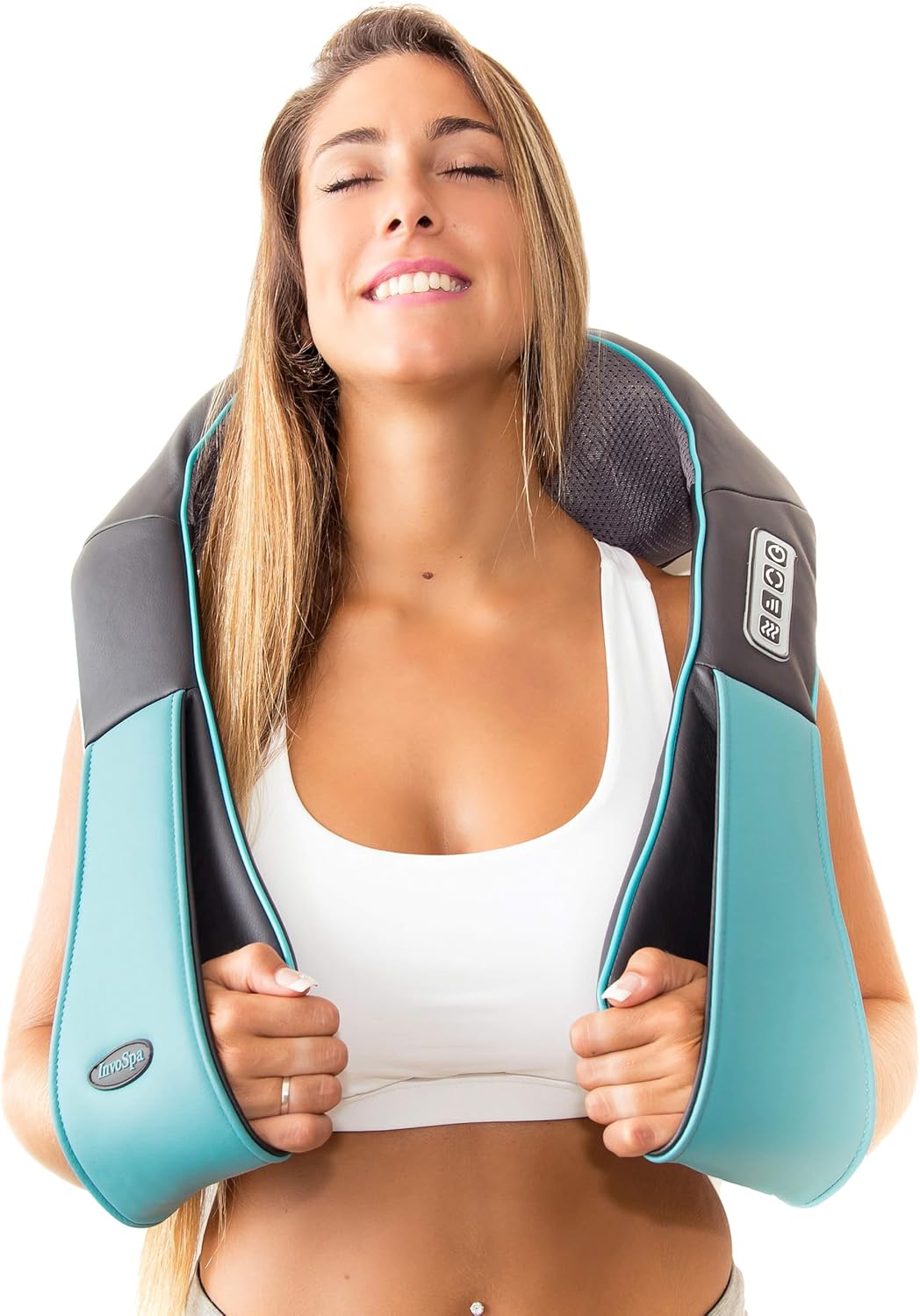 InvoSpa Shiatsu Massager with Heat - Deep Tissue Kneading Pillow for Neck, Shoulders, and Back - Electric Full Body Massage