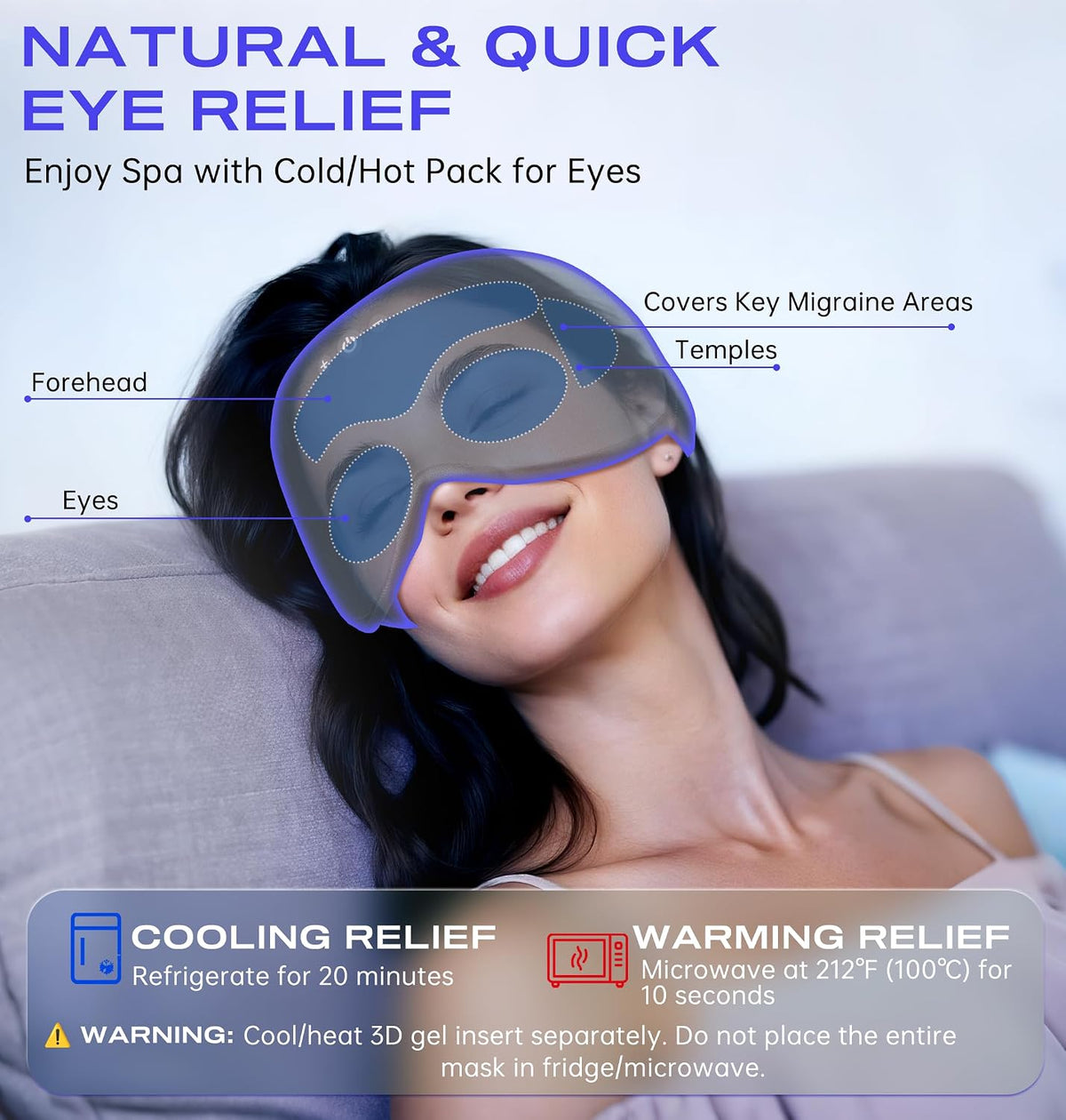 Sleep Mask Headphones Bluetooth 5.4 with 3D Removable Hot & Cold Compress, TOPOINT Weighted Eye Mask Blackout Soft Cooling Breathable for Women Men Sleep Relax Eyes Migraine Office Travel, Purple