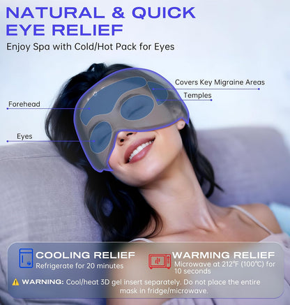 Sleep Mask Headphones Bluetooth 5.4 with 3D Removable Hot & Cold Compress, TOPOINT Weighted Eye Mask Blackout Soft Cooling Breathable for Women Men Sleep Relax Eyes Migraine Office Travel, Purple