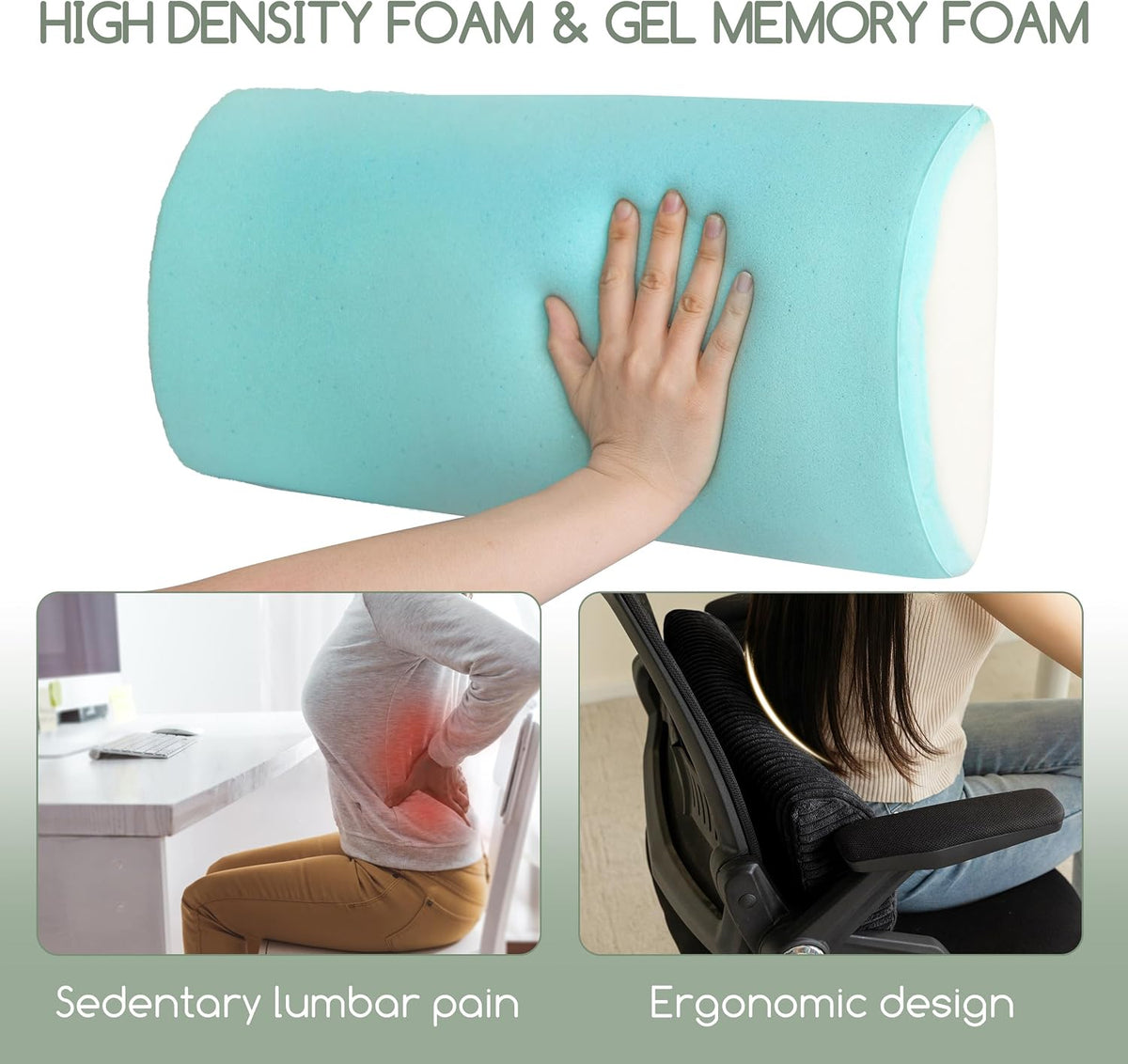 HIGOGOGO Lumbar Support Pillow for Recliner Chair/Accent Chair/Couch, Memory Foam Back Support Cushion for Elderly, Recliner Cushions for Back Rest, Pain Relief, Reading, Washable Cover, Brown