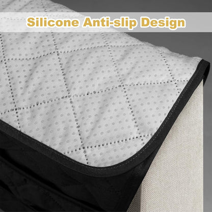 Remote Control Holder for Recliner, Armchair Caddy, Non Slip Sofa Armrest Organizer for Recliner Couch With 6 Pockets for TV Remote,Cell Phone,Magazine (Off-White)