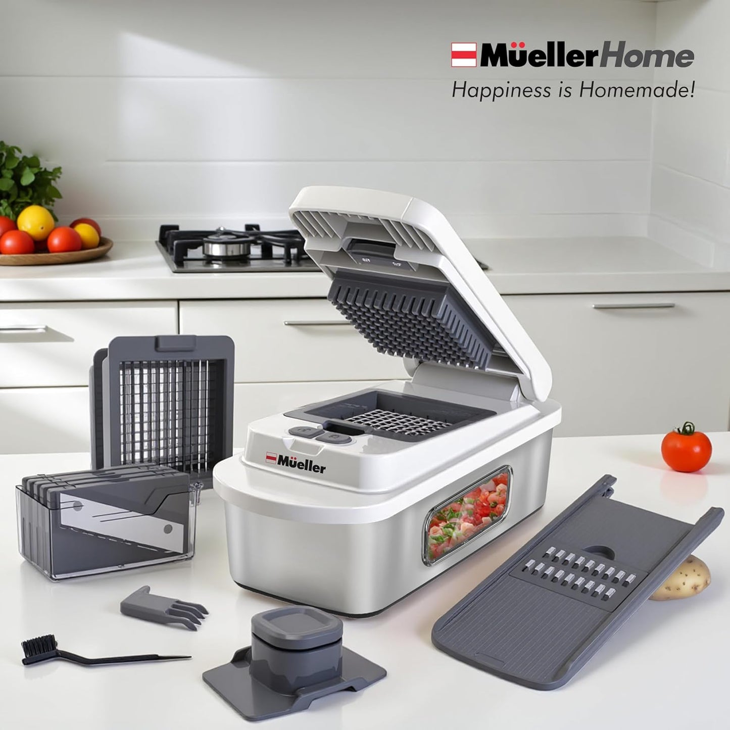Mueller The Real Original Pro Vegetable Chopper & Mandoline Slicer, 10-in-1 | since 2013, 8 Blade Food Veggie Chopper, Onion Vegetable Cutter with Container, Kitchen Gadgets & Essentials