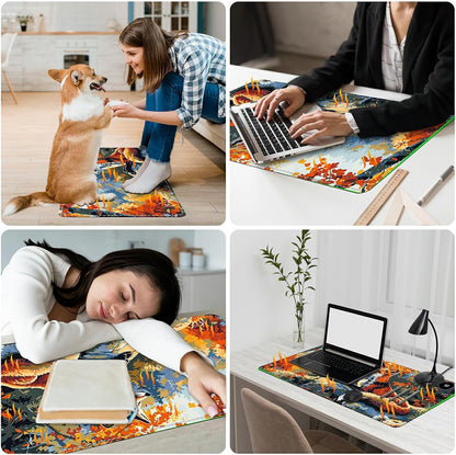 Heated Desk Pad Heated Large Mouse Pad, Electric Quickly Warm Desk Mat with 3 Levels Heating 3 Hours Auto Shut-Off, 31.5" x 13" Warm Gaming Mousepad Hand Foot Warmer, Baby Elephant