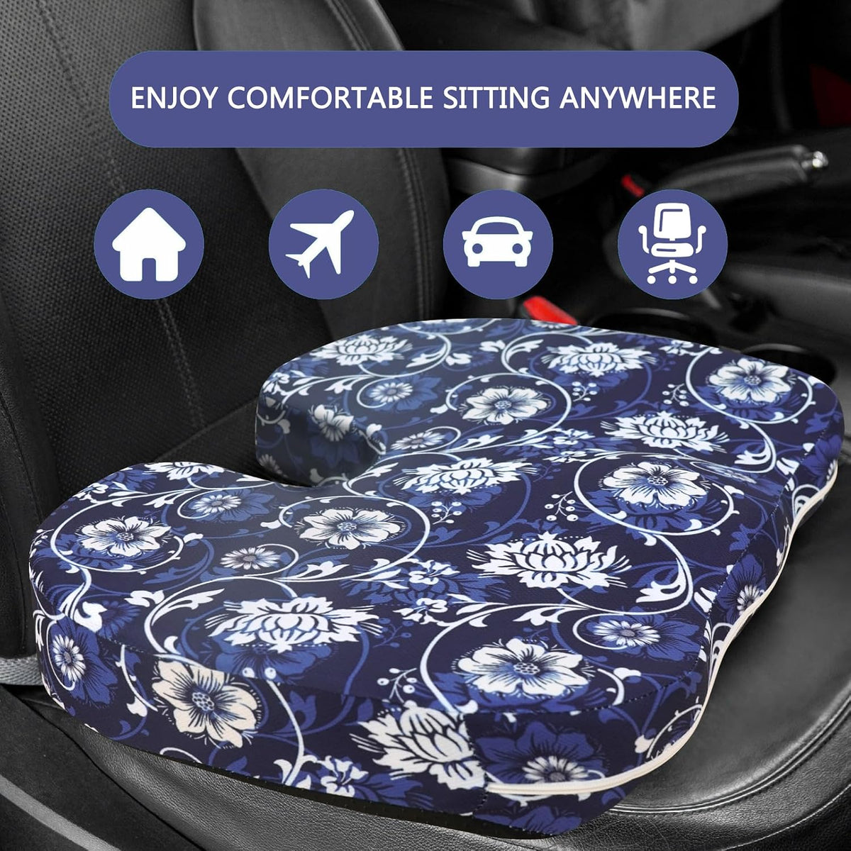 Tailbone Pain Relief Cushion, Memory Foam Seat Cushion for Coccyx Sciatica Pain Pressure Relief Office Desk Chair