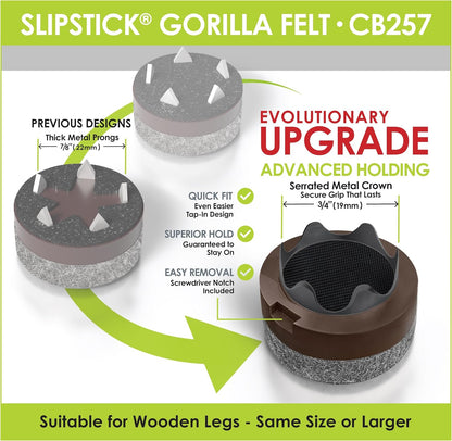 Slipstick Gorilla Felt Furniture Pads (189 Piece Variety Pack) Premium Furniture Pads & Chair Leg Floor Protectors for Hardwood Floors & Hard Surfaces