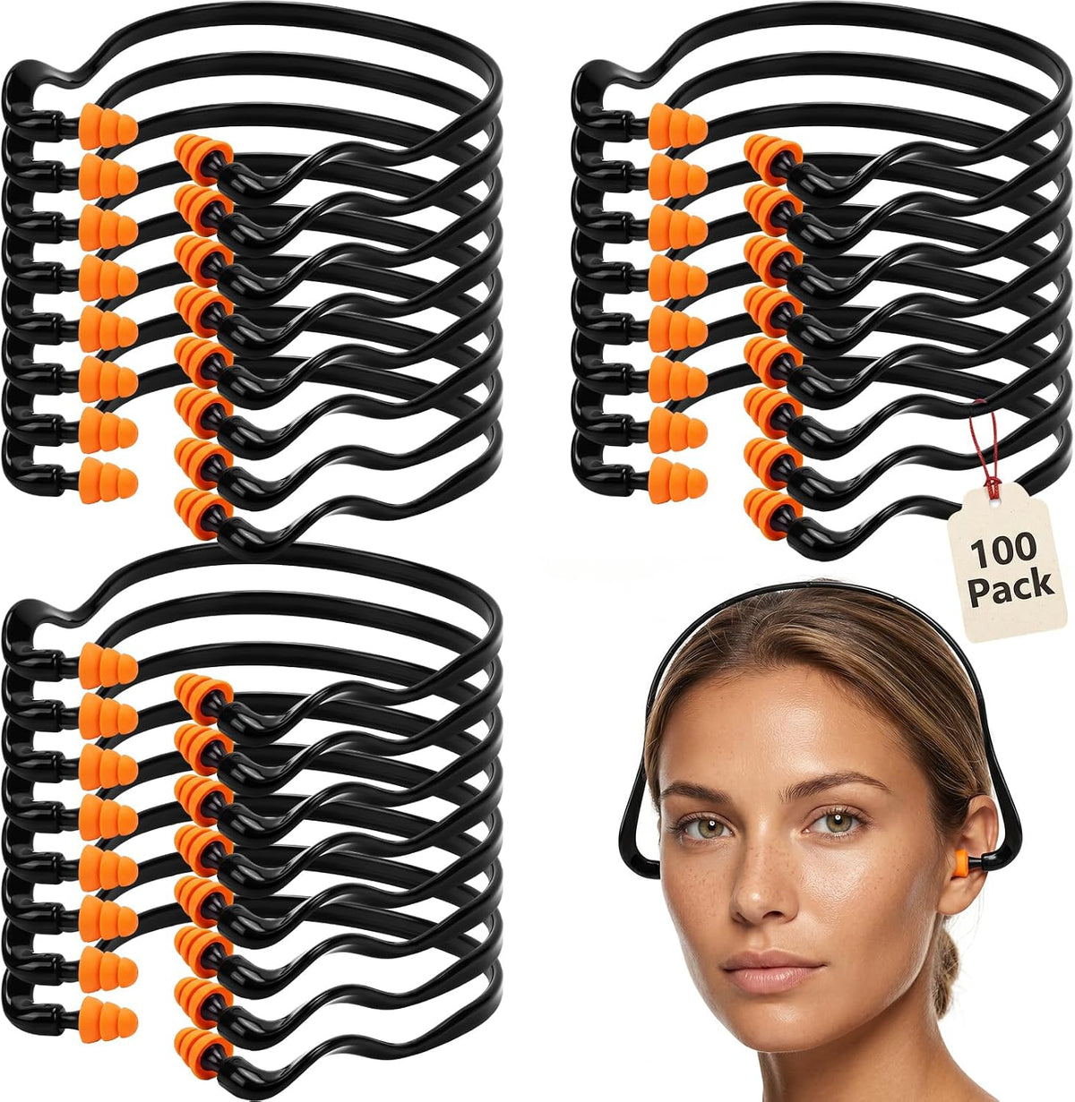 Relaxweex 100 Pairs Banded Earplugs Bulk for Hearing Protection