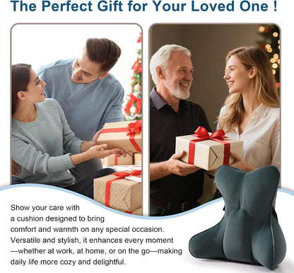Lumbar Support Pillow(Pat. Pend) – Multi-Functional Ergonomic Back Cushion for Sofa Chair, Car Seat & Sofa, Reading Pillow with Firm Multi-Zone Support to Relieve Lower Back Pain, Misty White