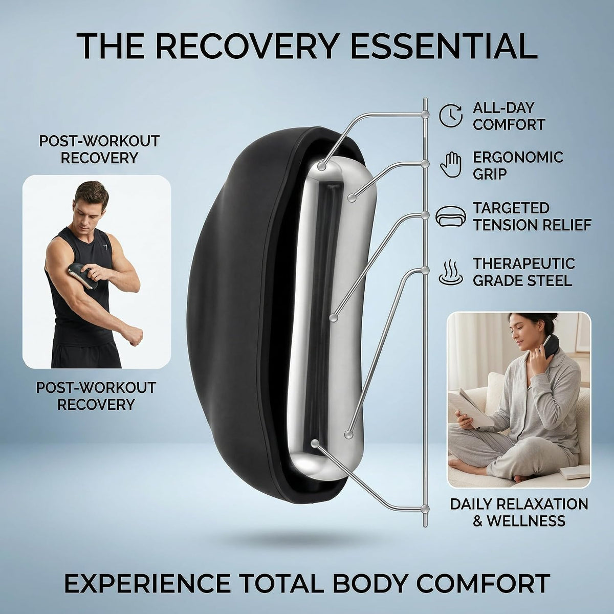 Cooling Massage Roller with Ergonomic Handle for Deep Tissue