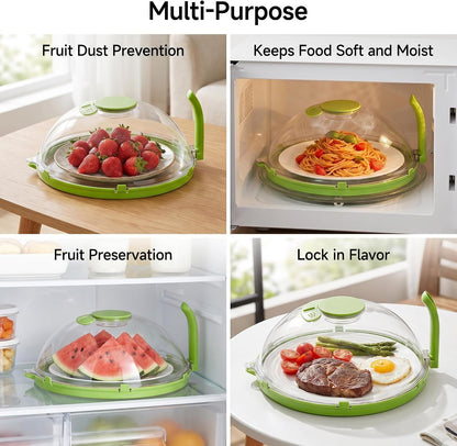 Microwave Splatter Cover with Water Steamer and Vent Hole, BPA-Free, 11.22" | Microwave Cover for Food, Plastic Splatter Guard for Microwave to Keeps Food Soft and Moist and Microwave Clean and Tidy