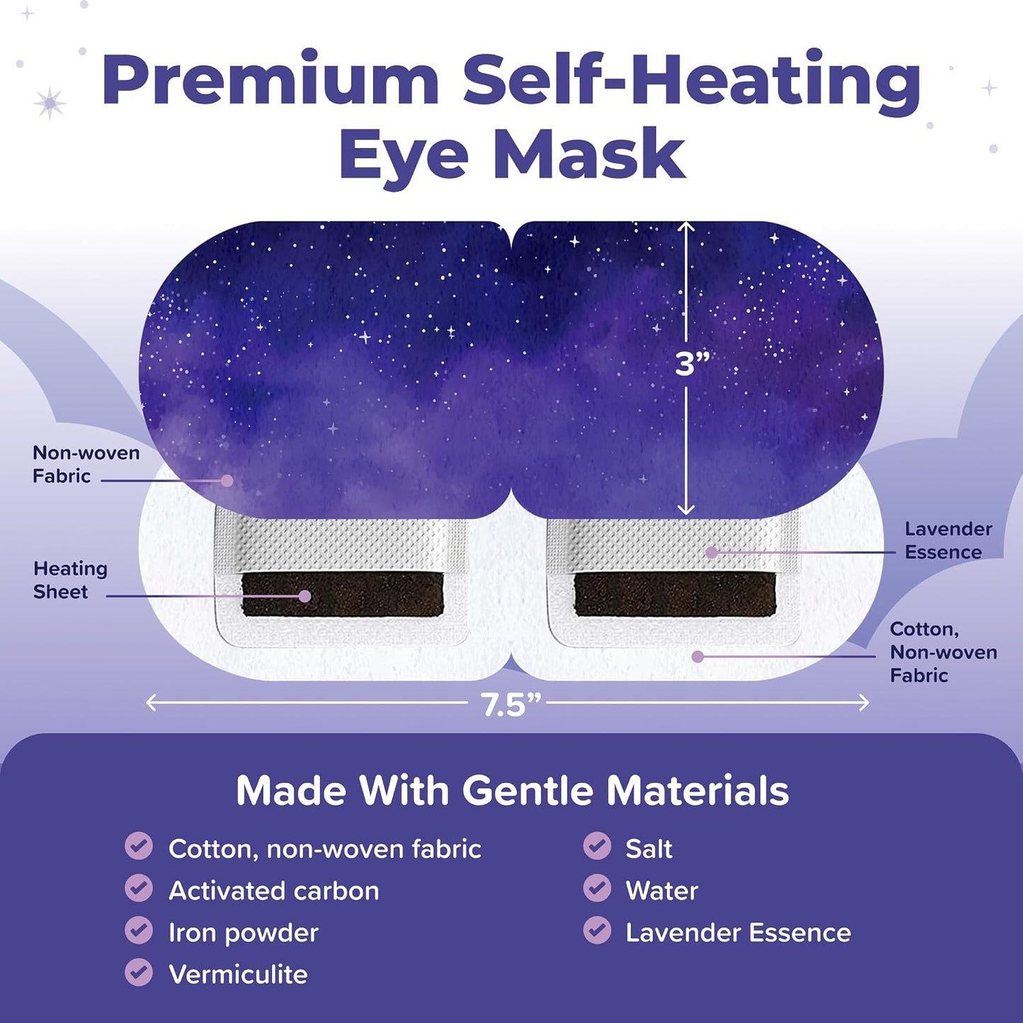 Heated Eye Mask For Dry Eyes - 16pcs Self Heating Steam Eye Mask - Warm Compress For Eyes - Warming & Ready To Use For Sleep & Relaxation - On-The-Go Warm Eye Compress For Dry Eyes Travel Essentials