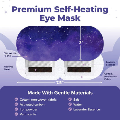 Heated Eye Mask For Dry Eyes - 16pcs Self Heating Steam Eye Mask - Warm Compress For Eyes - Warming & Ready To Use For Sleep & Relaxation - On-The-Go Warm Eye Compress For Dry Eyes Travel Essentials
