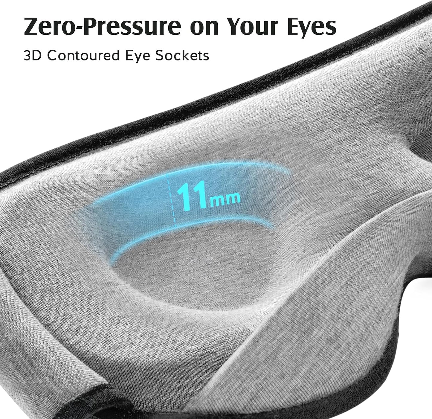 YFONG Sleep Mask for Side Sleepers Women Men, Soft & Breathable Bamboo Viscose Eye Mask for Sleeping, 100% Blackout 3D Eye Cover, Wider Adjustable Hook & Loop Straps for Ultra Comfort, Light Gray