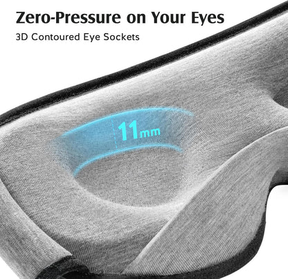 YFONG Sleep Mask for Side Sleepers Women Men, Soft & Breathable Bamboo Viscose Eye Mask for Sleeping, 100% Blackout 3D Eye Cover, Wider Adjustable Hook & Loop Straps for Ultra Comfort, Light Gray