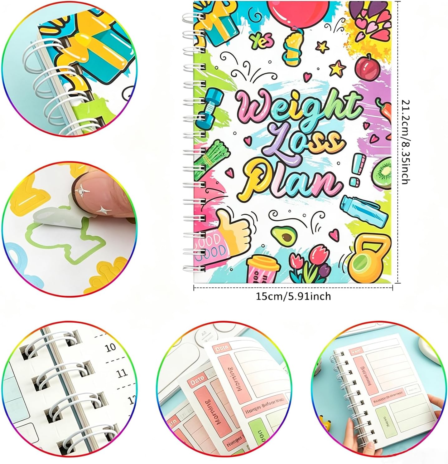 icceemee Undated Health & Wellness Planner – Daily Food Diary, Habit Tracker & Fitness Journal for Weight Loss, Gluten Free Dairy Free Sugar Free Diet, Mood & Energy Log, Meal & Exercise Notebook for Women & Men
