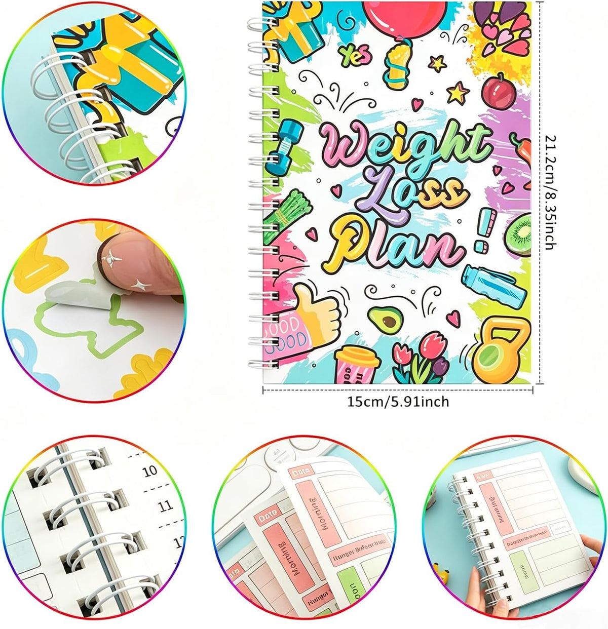 icceemee Undated Health & Wellness Planner – Daily Food Diary, Habit Tracker & Fitness Journal for Weight Loss, Gluten Free Dairy Free Sugar Free Diet, Mood & Energy Log, Meal & Exercise Notebook for Women & Men