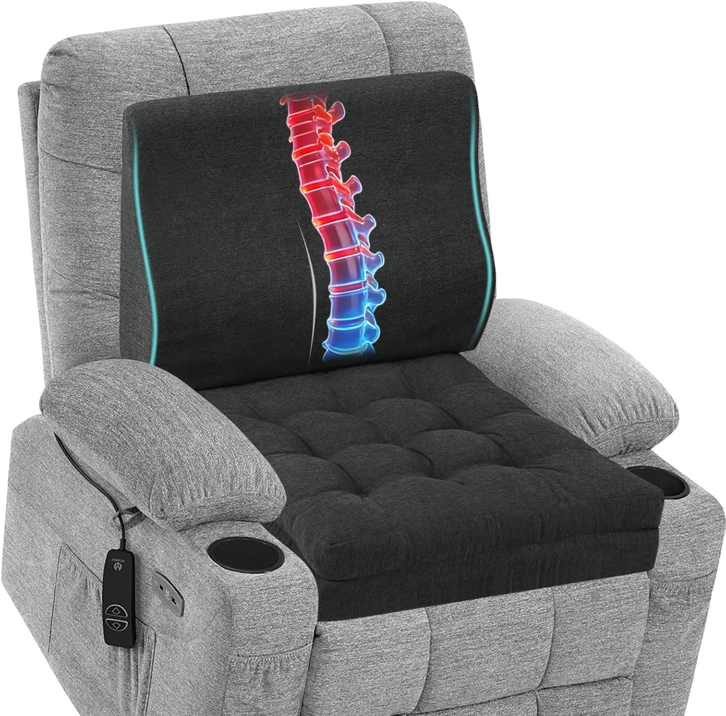 baibu Memory Foam Recliner Cushions with Lumbar Support Pillow Set for Elderly, 20x20x5 Inch Dual-Layer Design Non-Slip Recliner Seat Cushion & Back Support Pillow for Reduce Hip & Lumbar Pain, Brown