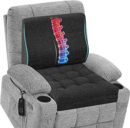 baibu Memory Foam Recliner Cushions with Lumbar Support Pillow Set for Elderly, 20x20x5 Inch Dual-Layer Design Non-Slip Recliner Seat Cushion & Back Support Pillow for Reduce Hip & Lumbar Pain, Brown