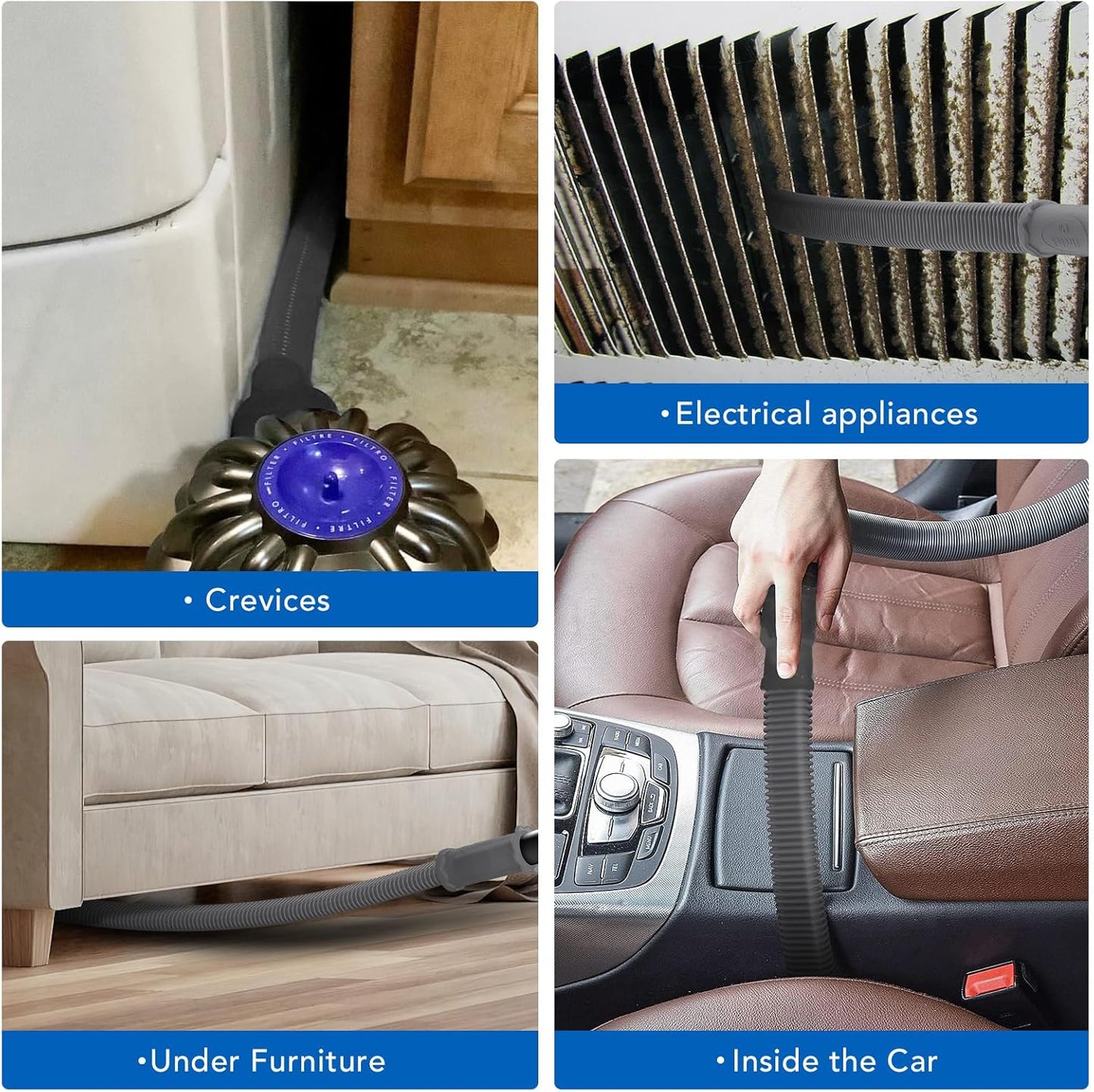 Sealegend Dryer Vent Cleaner Kit, Universal Vacuum Hose Attachment Blue | Upgraded Flexible Hose Without Whistling Noise, Fits Most Vacuums, Lint Removal Power for Dryer Vents & Tight Areas