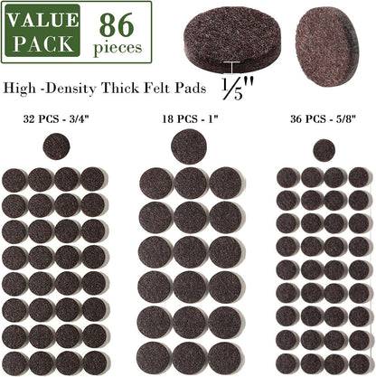 Fursafe&Q Felt Furniture Pads, Furniture Felt Pads for Hardwood Floors -Self Adhesive Chair Leg Floor Protectors, Protect Your Floors from Nicks, Bumps and Scratch,96 Pcs Round Cabinet Door Bumper