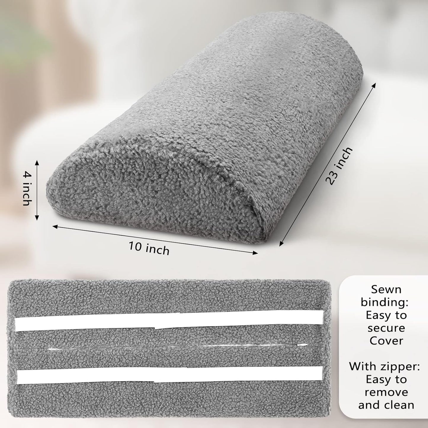 Wesiti Recliner Foot Pillow Cushion High Resilience Sherpa Memory Foam Bolster Sleeping Rest Multipurpose Half Roll Leg Pillow Suitable for Bed Chair Sofa Headrest Back Lumbar Leg Support(Dark Gray)