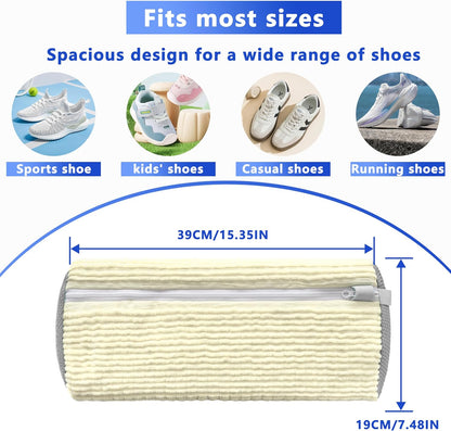 Reusable Shoe Washing Bag, 2-Pack Chenille Laundry Bag for Washer & Dryer. | Soft chenille fibers help deep clean sneakers while the hidden zipper keeps shoes secure and helps protect your washer.
