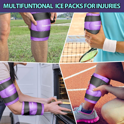 Reusable Cold Ice Packs for Injuries, 3-Piece Set Cold Gel Ice Wrap for Injury Recovery, Alleviate Joint and Muscle Pain (Knee Ice Wrap-Purple)